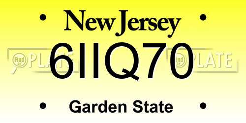 6IIQ70 New Jersey License Plate