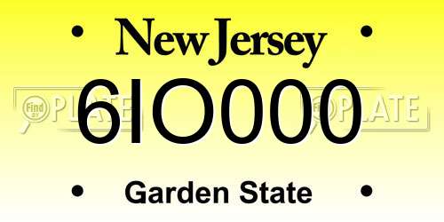 6IO000 New Jersey License Plate
