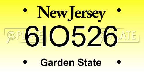 6IO526 New Jersey License Plate