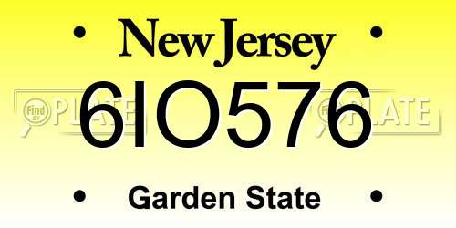 6IO576 New Jersey License Plate