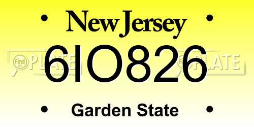 6IO826 New Jersey License Plate