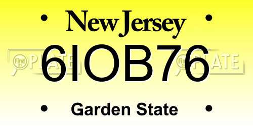 6IOB76 New Jersey License Plate