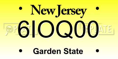 6IOQ00 New Jersey License Plate