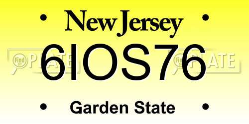 6IOS76 New Jersey License Plate