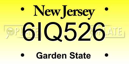 6IQ526 New Jersey License Plate