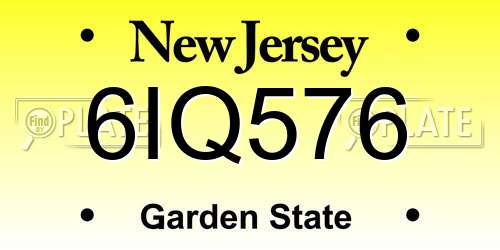 6IQ576 New Jersey License Plate