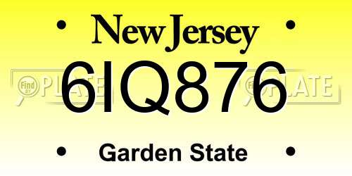 6IQ876 New Jersey License Plate