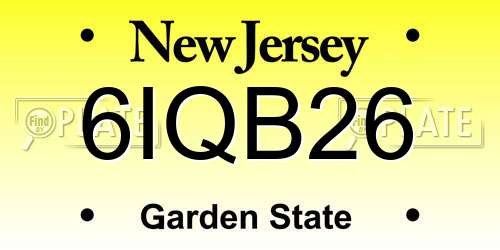 6IQB26 New Jersey License Plate