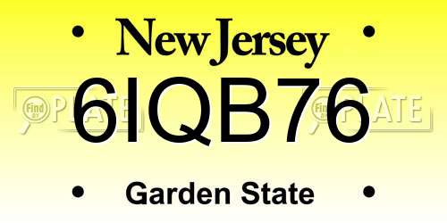 6IQB76 New Jersey License Plate