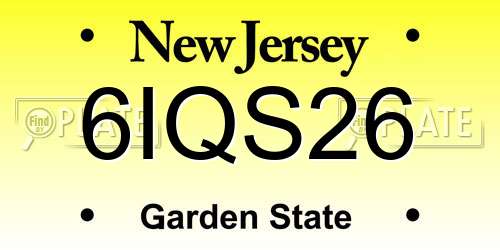 6IQS26 New Jersey License Plate