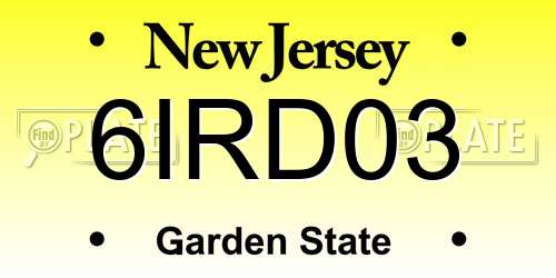 6IRD03 New Jersey License Plate
