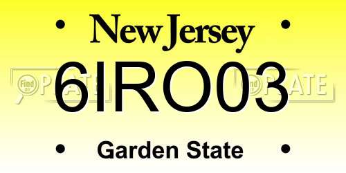 6IRO03 New Jersey License Plate