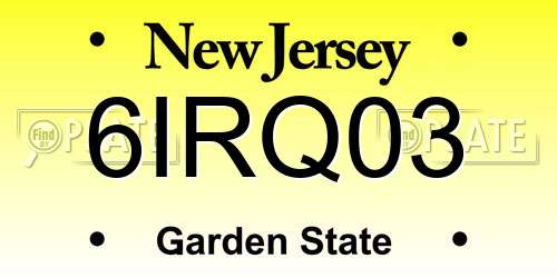 6IRQ03 New Jersey License Plate