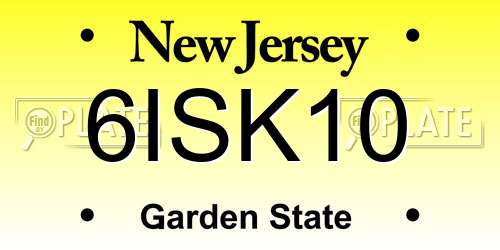 6ISK10 New Jersey License Plate