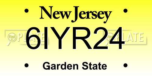 6IYR24 New Jersey License Plate