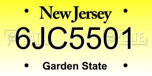 6JC5501 New Jersey License Plate