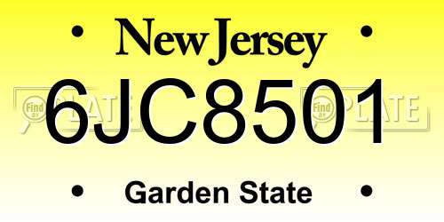 6JC8501 New Jersey License Plate