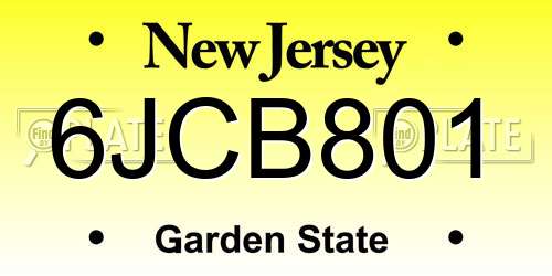 6JCB801 New Jersey License Plate