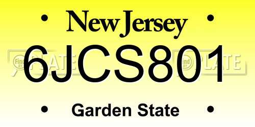 6JCS801 New Jersey License Plate