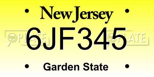 6JF345 New Jersey License Plate