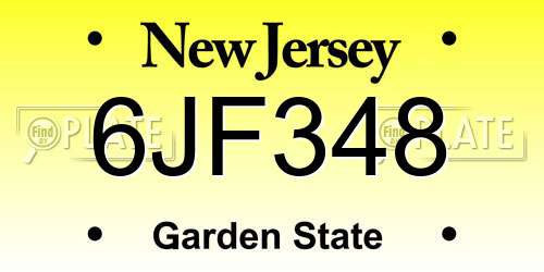 6JF348 New Jersey License Plate