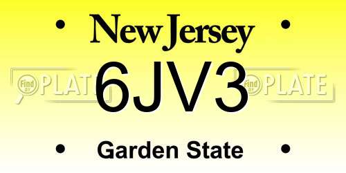 6JV3 New Jersey License Plate