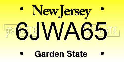 6JWA65 New Jersey License Plate