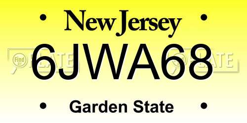 6JWA68 New Jersey License Plate