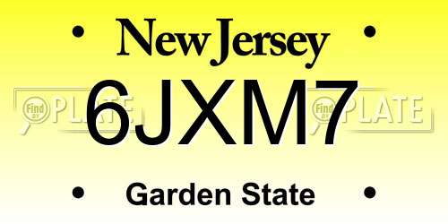 6JXM7 New Jersey License Plate