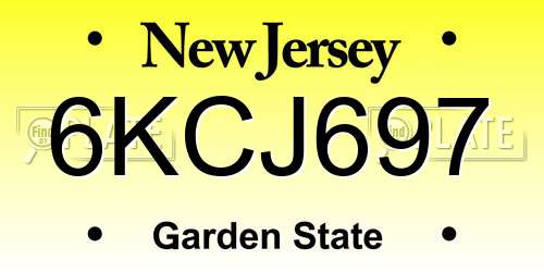 6KCJ697 New Jersey License Plate