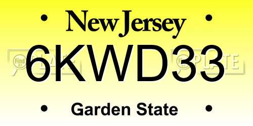 6KWD33 New Jersey License Plate