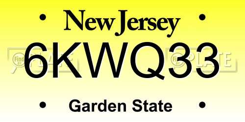 6KWQ33 New Jersey License Plate