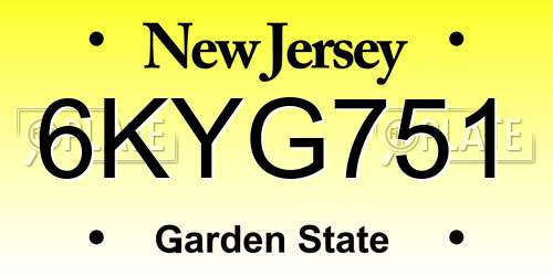 6KYG751 New Jersey License Plate
