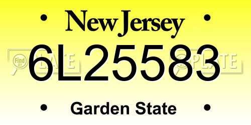 6L25583 New Jersey License Plate