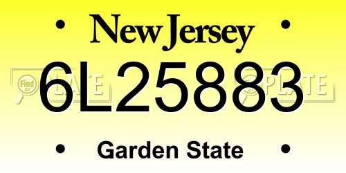 6L25883 New Jersey License Plate