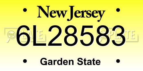 6L28583 New Jersey License Plate