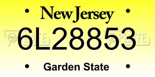 6L28853 New Jersey License Plate