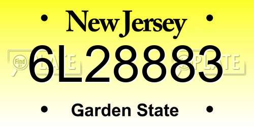 6L28883 New Jersey License Plate