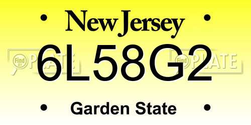 6L58G2 New Jersey License Plate