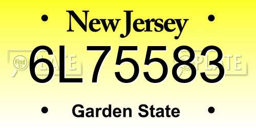 6L75583 New Jersey License Plate