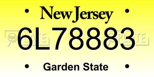 6L78883 New Jersey License Plate