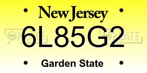 6L85G2 New Jersey License Plate