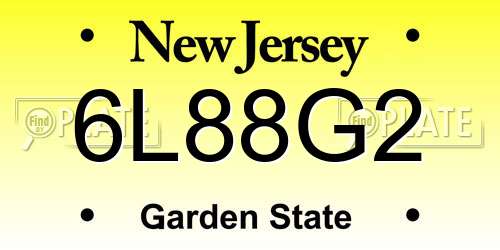 6L88G2 New Jersey License Plate