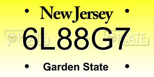 6L88G7 New Jersey License Plate