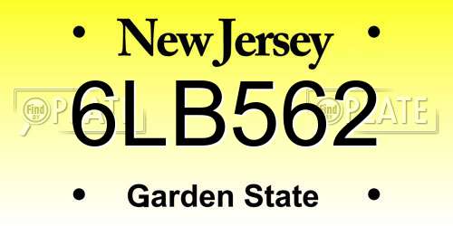 6LB562 New Jersey License Plate