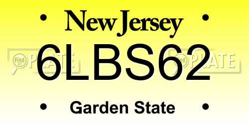 6LBS62 New Jersey License Plate