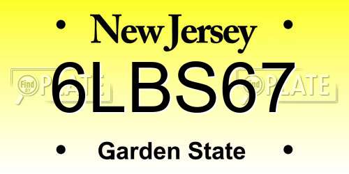 6LBS67 New Jersey License Plate