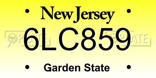 6LC859 New Jersey License Plate