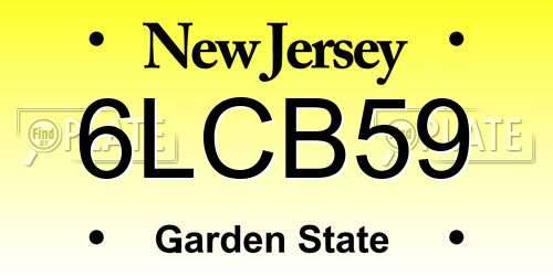 6LCB59 New Jersey License Plate