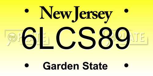 6LCS89 New Jersey License Plate